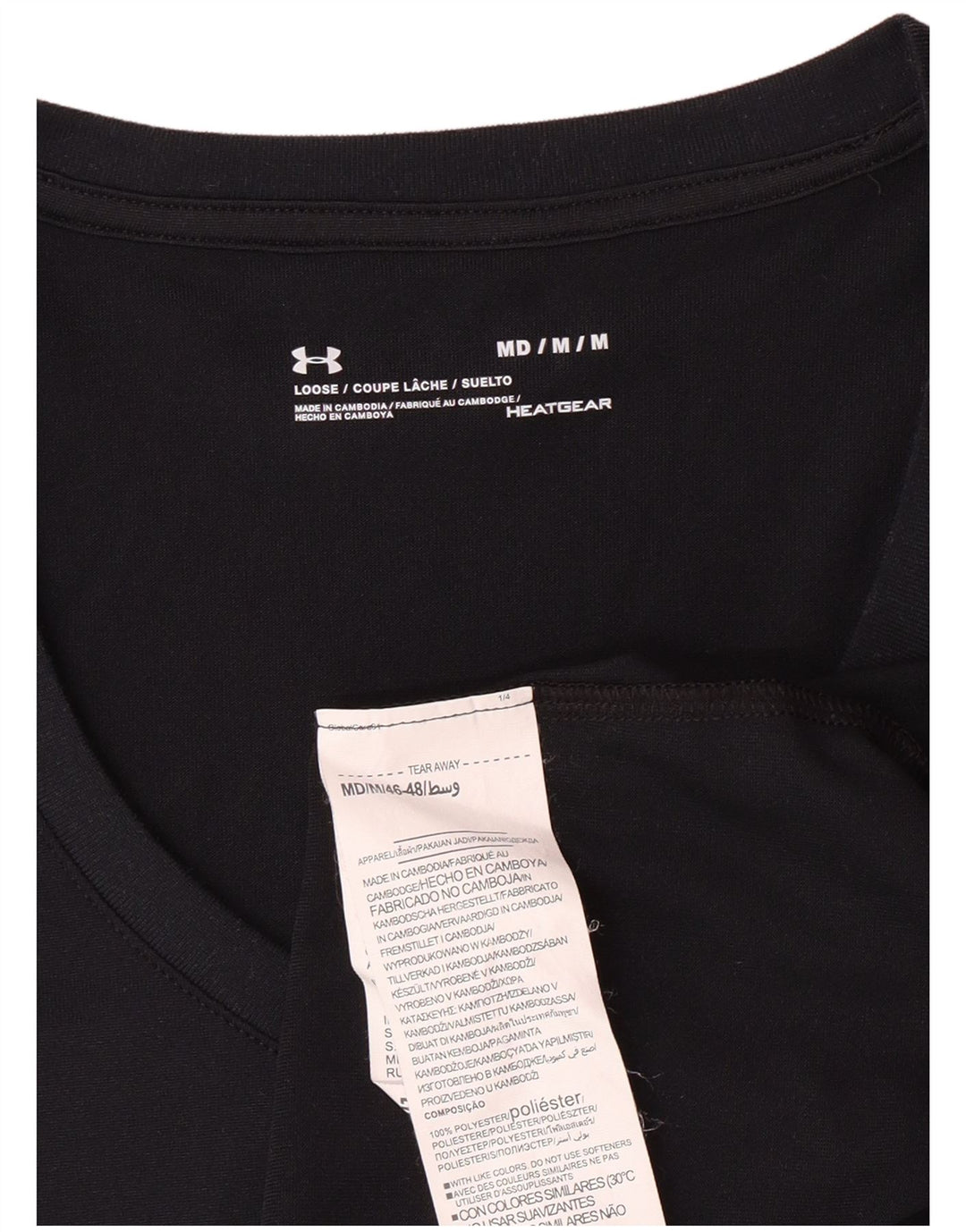 UNDER ARMOUR Womens Heat Gear T-Shirt Top UK 14 Medium Black Polyester