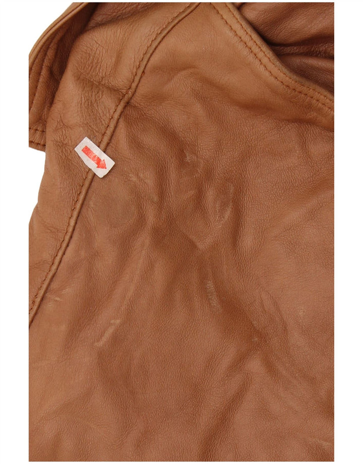 VINTAGE Veste en cuir militaire pour homme UK 44 2XL Cuir marron