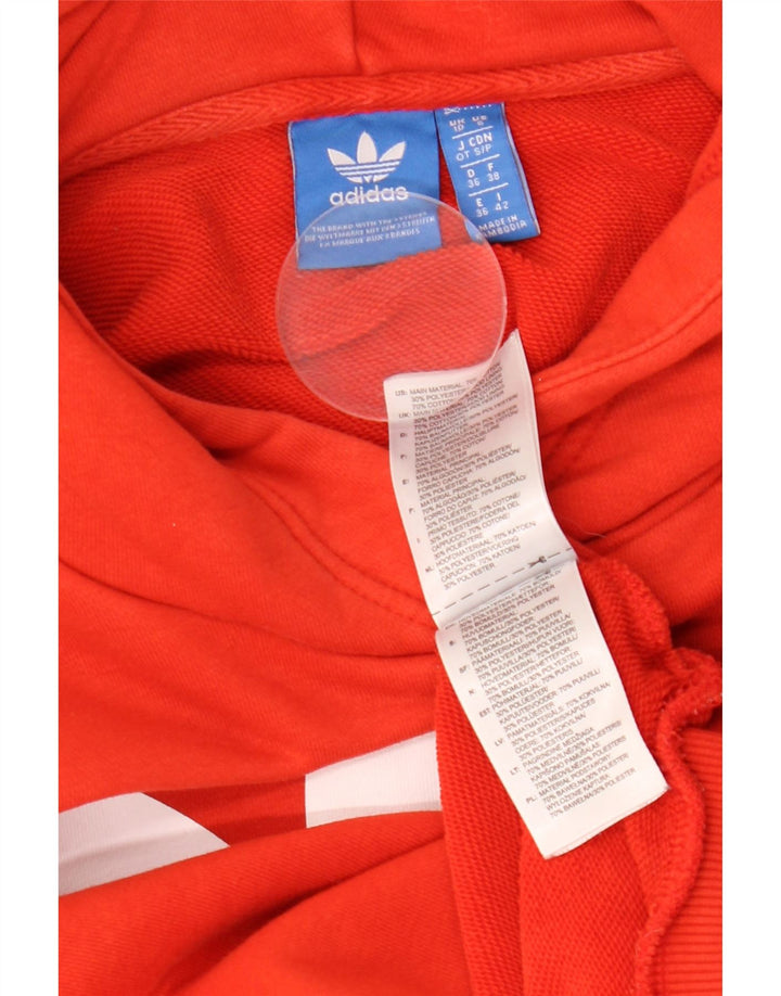 ADIDAS Pull à capuche graphique surdimensionné pour femme UK 10 Petit coton orange