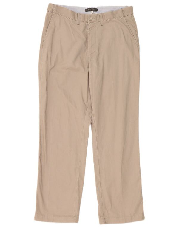 Marks & Spencer Pantalon Chino Droit Homme W36 L31 Gris Polyester
