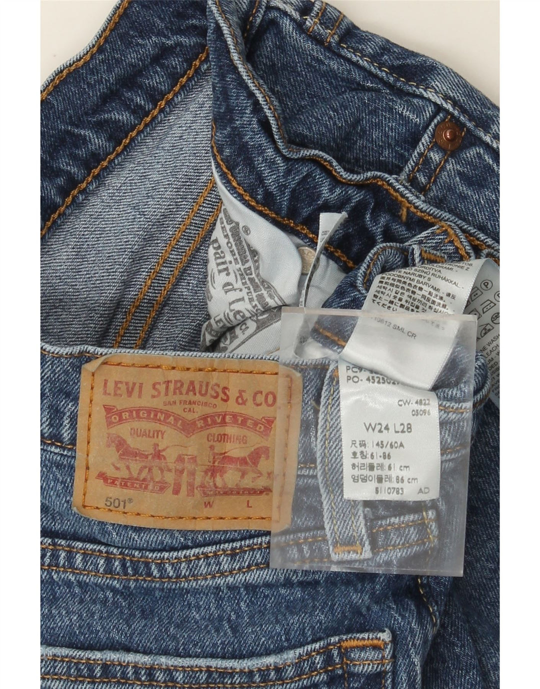 Levi's Jean Droit 501 Femme W24 L28 Bleu Coton