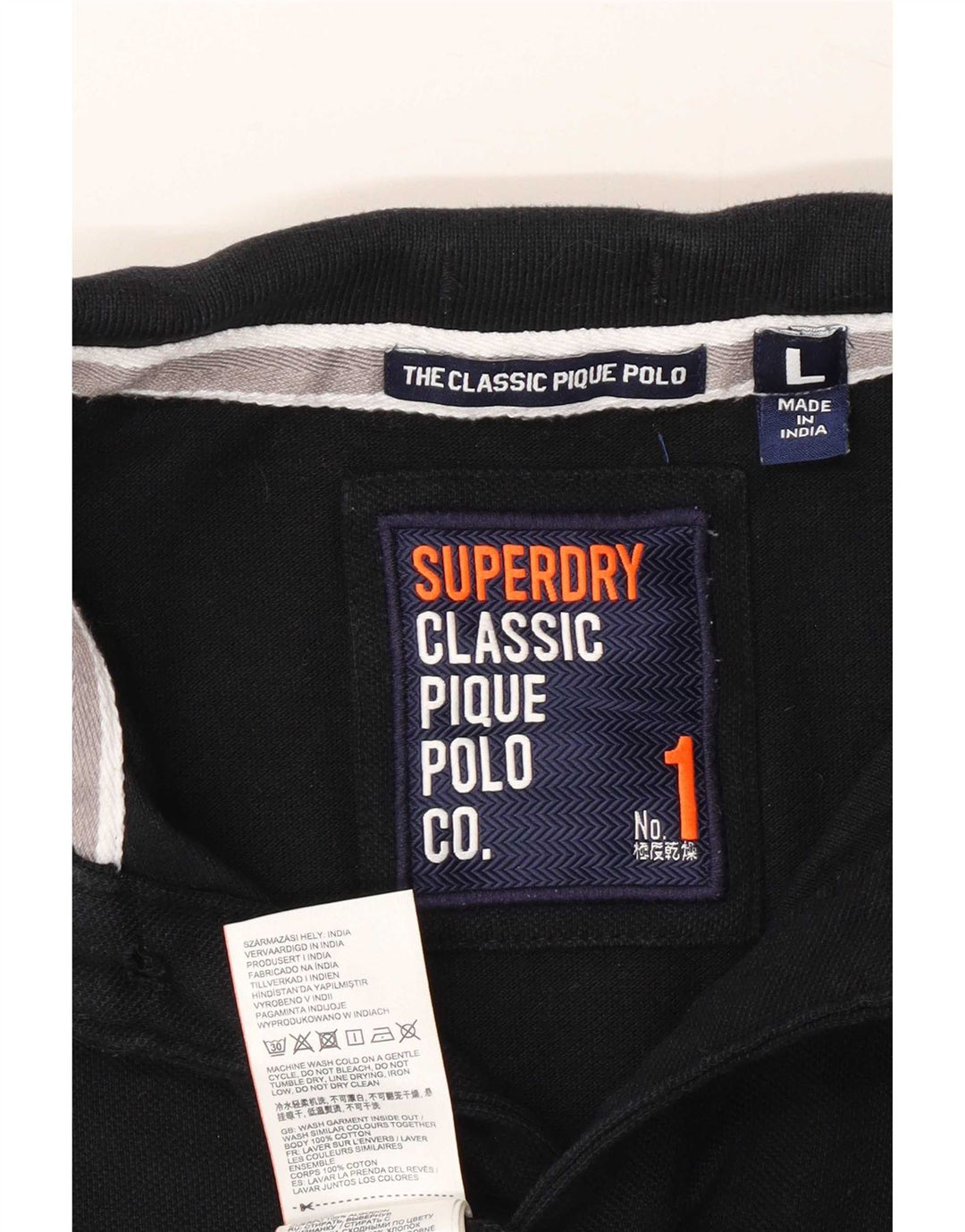 Superdry Polo Homme Large Noir Coton