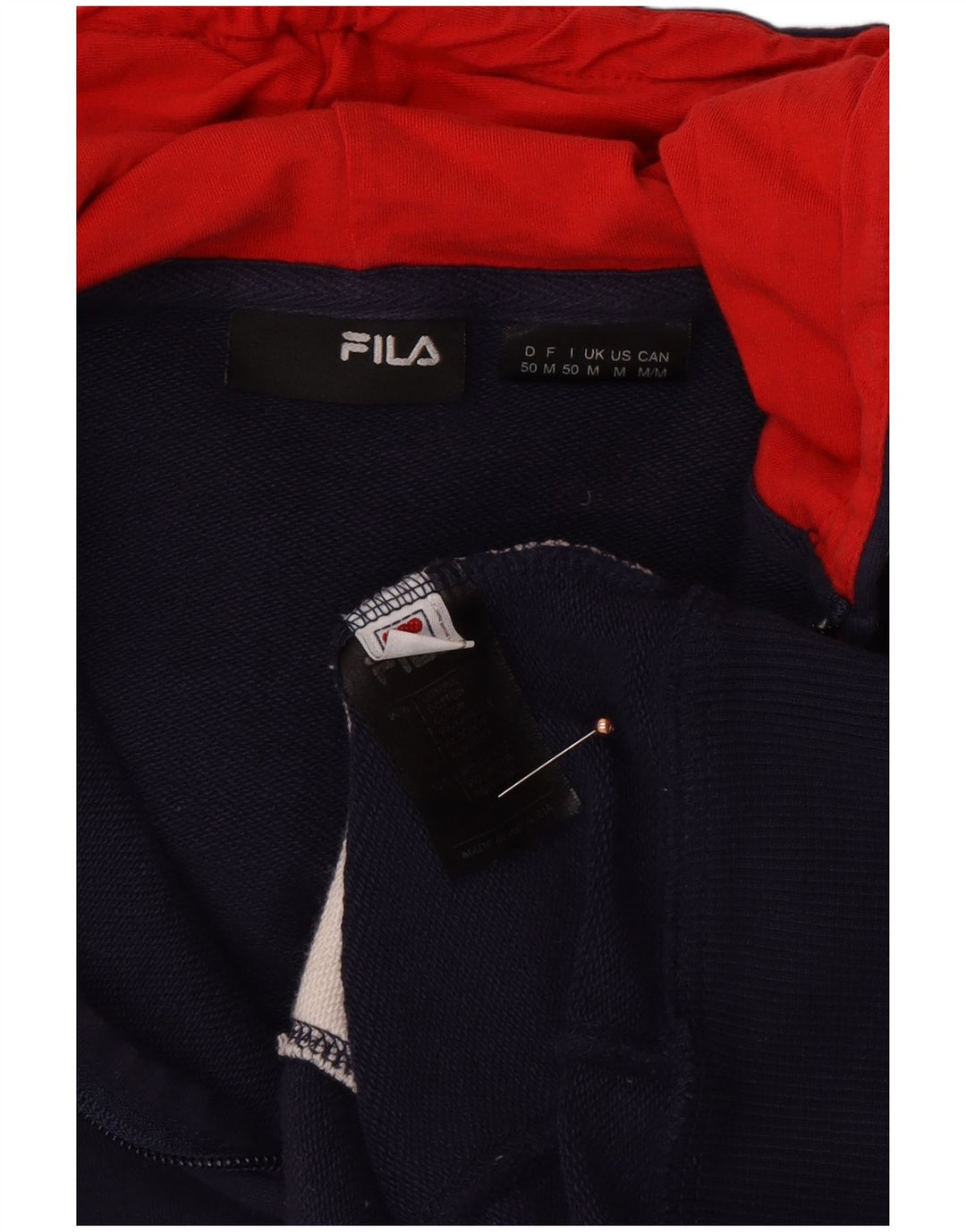 FILA Sweat à capuche zippé pour homme en coton color block bleu marine moyen