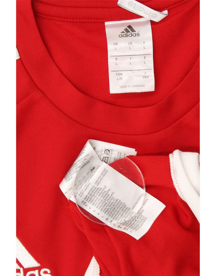 Adidas Hommes Climalite T-Shirt Haut Large Rouge Colorblock Polyester
