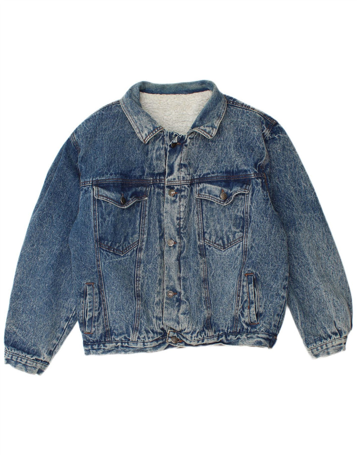 vintage Mens Sherpa Denim Veste IT 48 Coton Bleu Moyen
