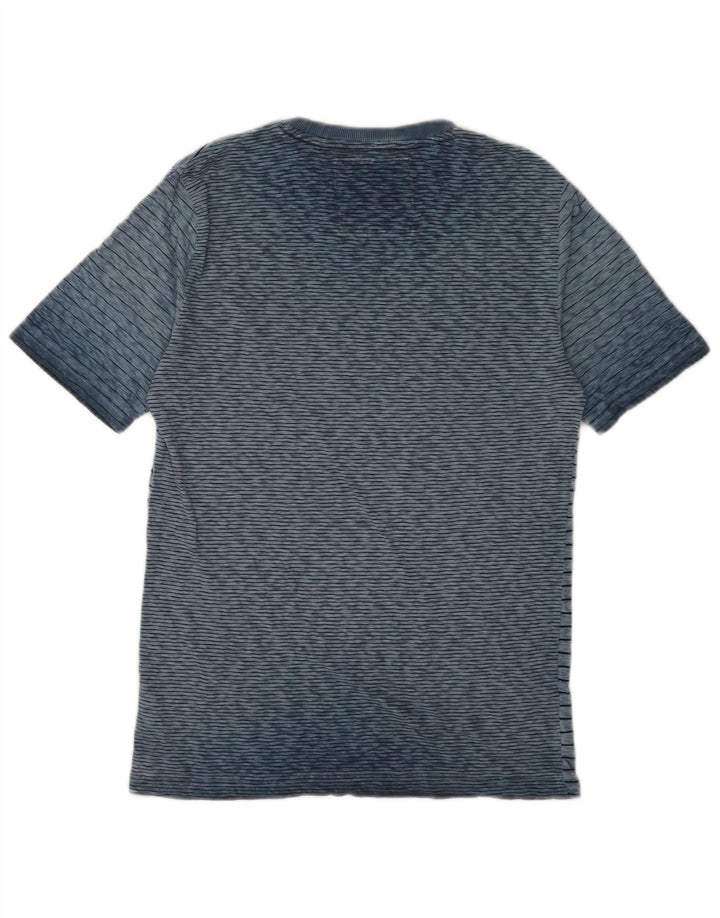 Superdry Homme T-Shirt Top Bleu Moyen Rayé Coton