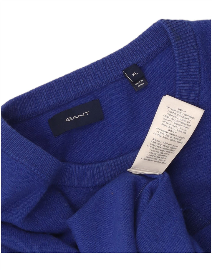 Gant Pull à col rond pour homme XL Bleu Laine