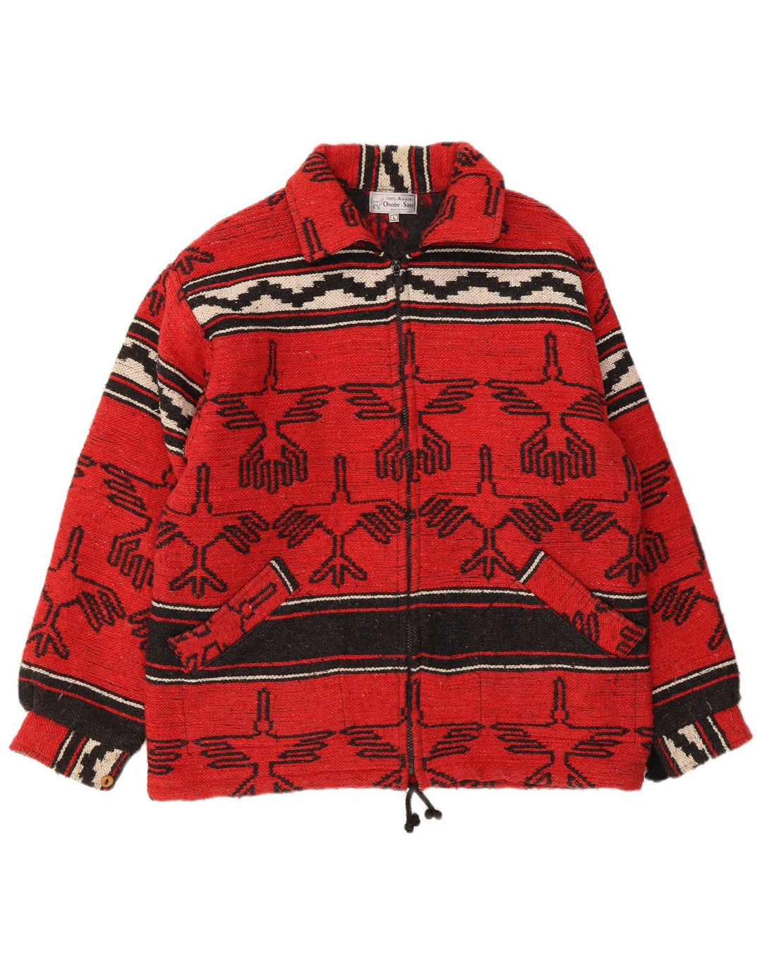 Veste coupe-vent vintage pour hommes UK 40 Grand Tribal Géométrique Rouge
