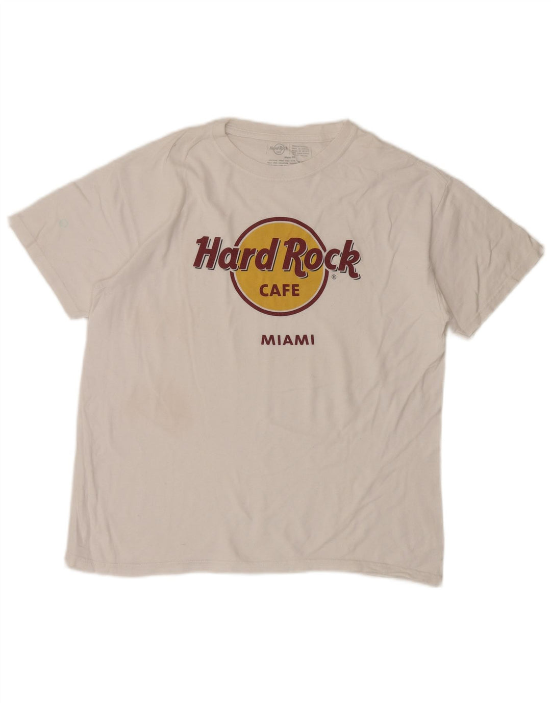 Hard Rock Femmes Miami Graphic T-Shirt Top UK 14 Moyen Blanc Coton