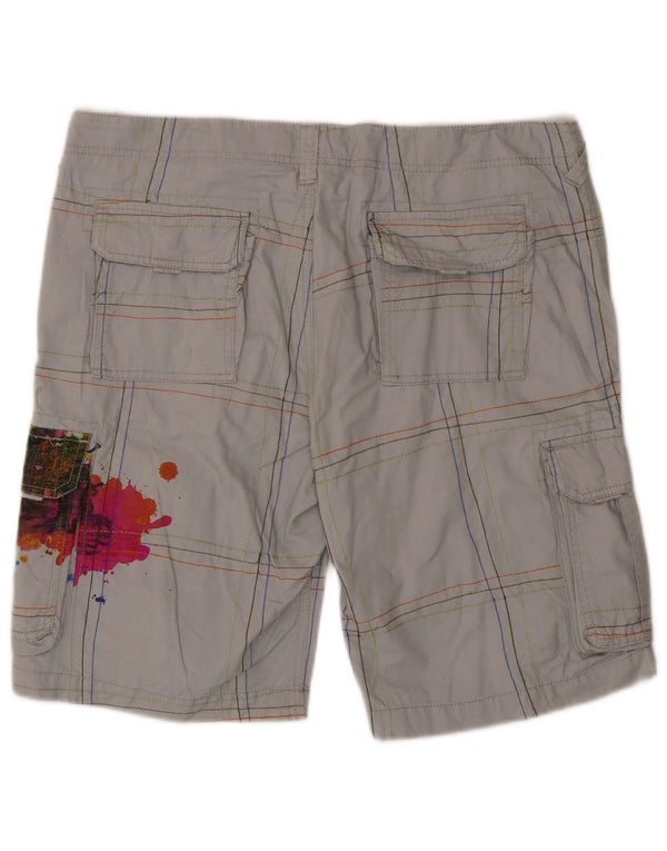 Desigual Short cargo graphique W36 pour homme en coton à carreaux gris grand