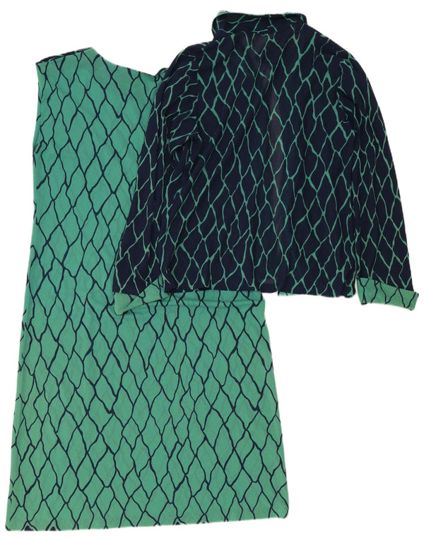 Ensemble 2 pièces vintage pour femme IT 46 Large Green Argyle/Diamond