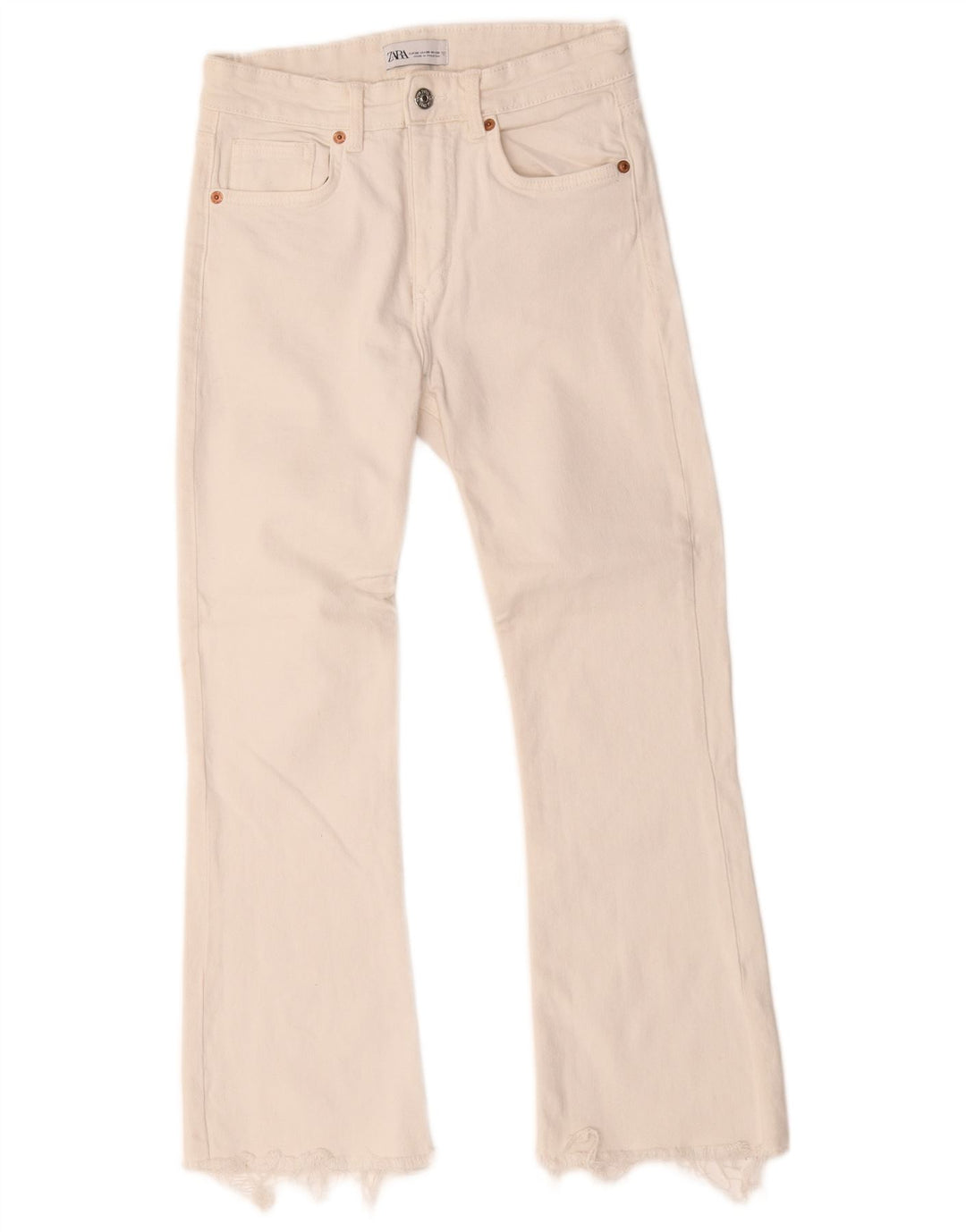 Zara Jean Bootcut Femme EU 38 Petit W28 L25 Coton Blanc