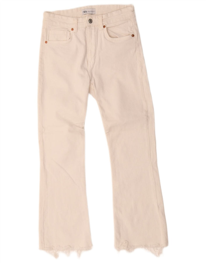 Zara Jean Bootcut Femme EU 38 Petit W28 L25 Coton Blanc