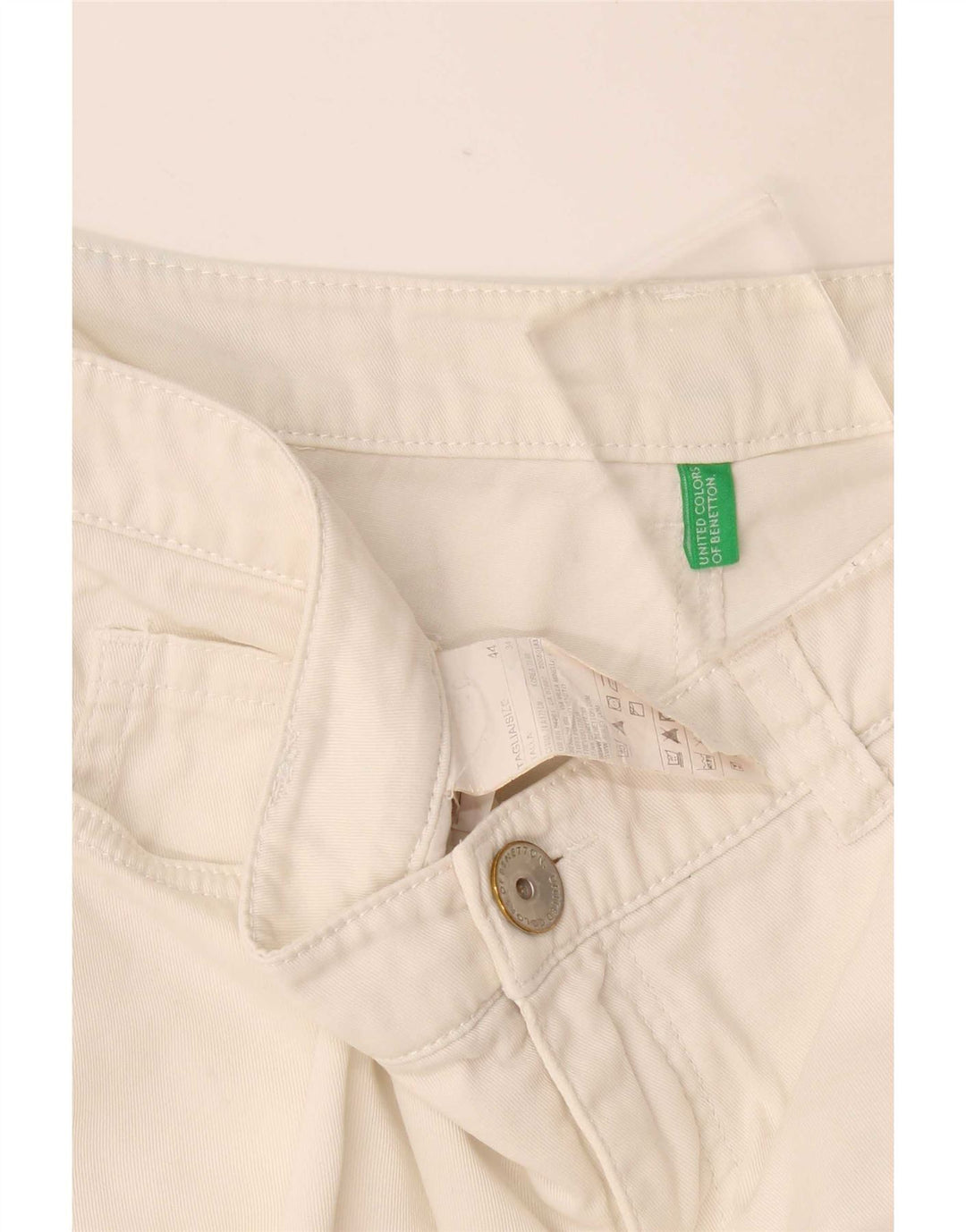 Benetton Short décontracté pour femme IT 44 Medium W34 Blanc Coton