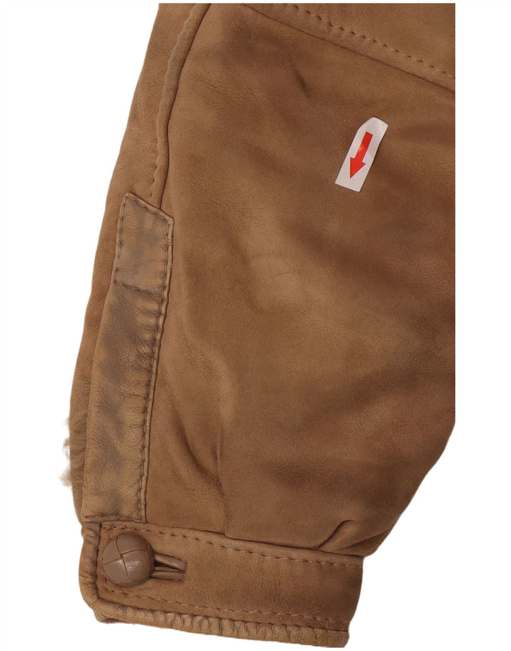 veste en peau de mouton femme vintage IT 44 peau de mouton beige moyen