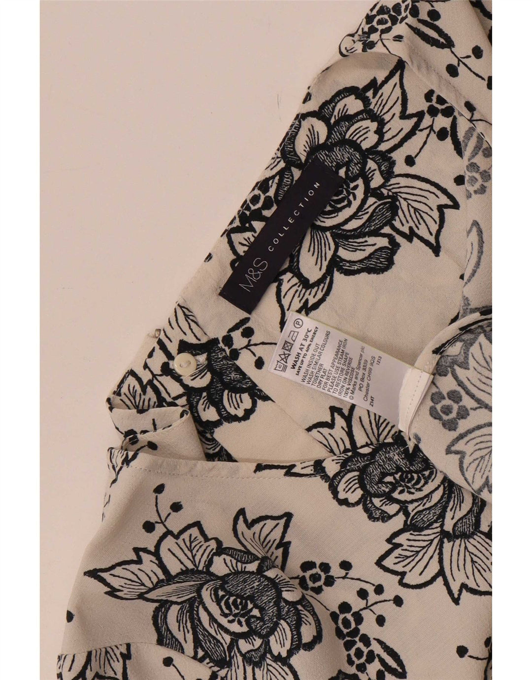 Marks & Spencer Chemisier pour femme UK 44 Large en viscose florale blanc cassé