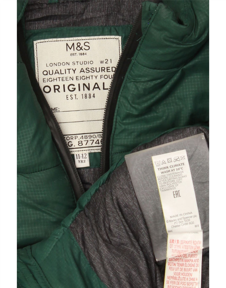 Marks & Spencer Gilet rembourré à capuche pour garçon 11-12 ans Vert Polyester