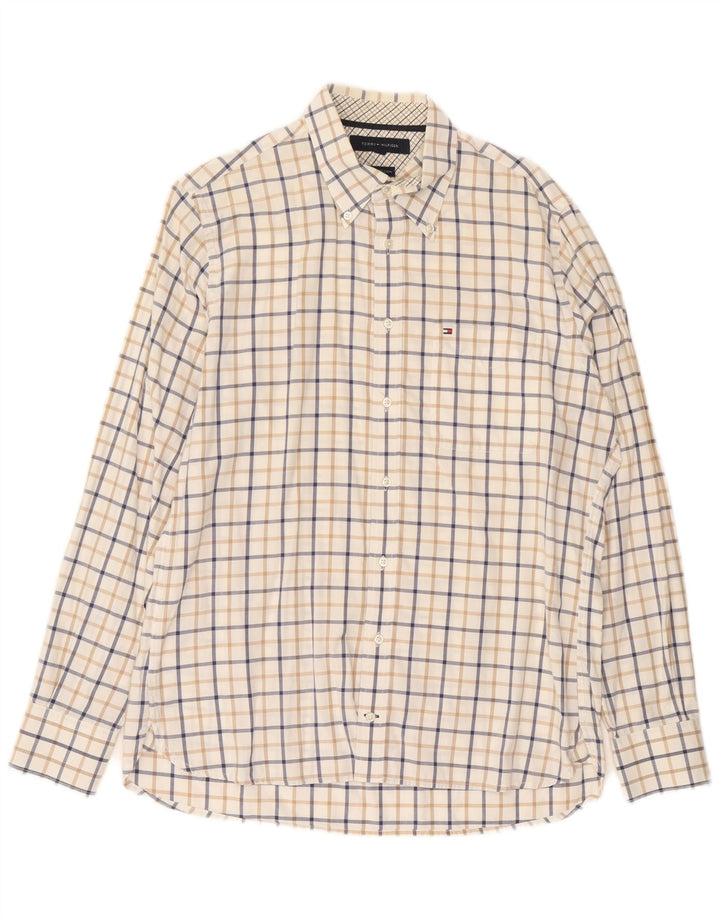 Tommy Hilfiger Chemise Homme Medium Off White Check Coton Années 80