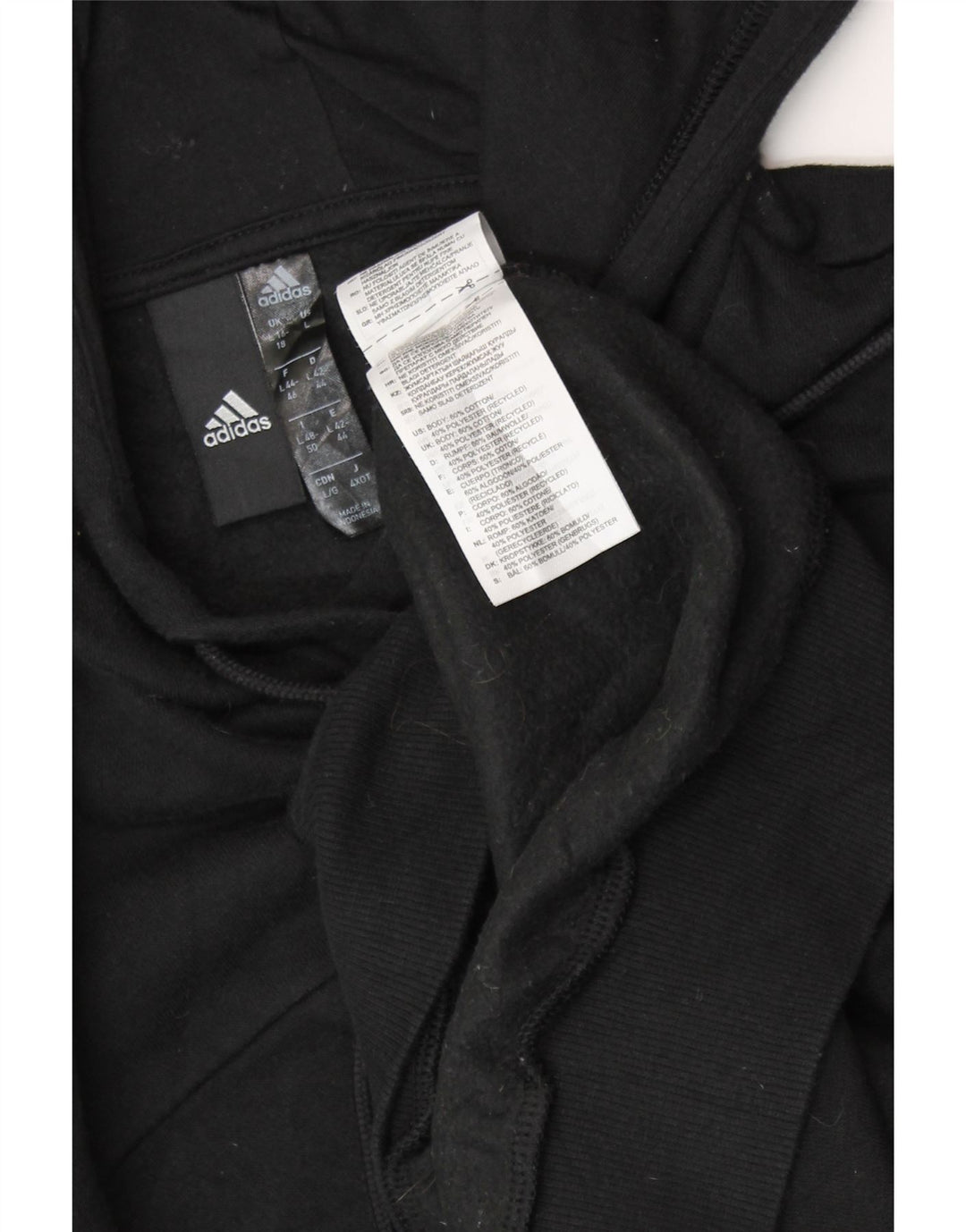 ADIDAS Pull à capuche surdimensionné pour femme UK 16/18 Grand coton noir