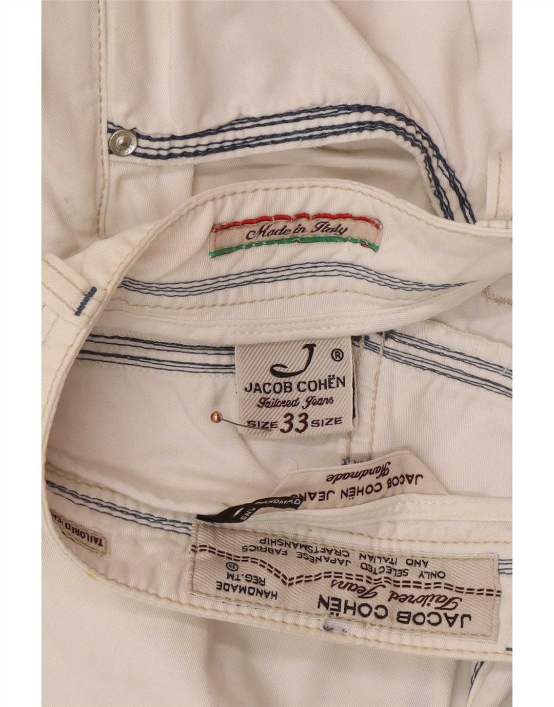 Jacob Cohen Jean droit homme W33 L31 coton blanc