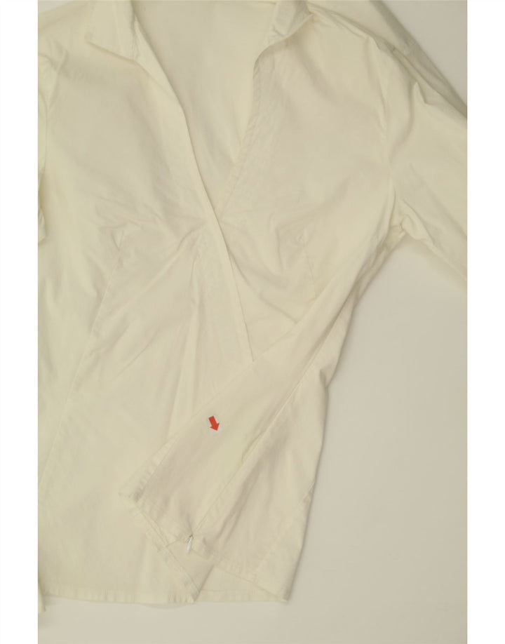 BENETTON Chemise Chemisier Femme UK 12 Coton Blanc Moyen