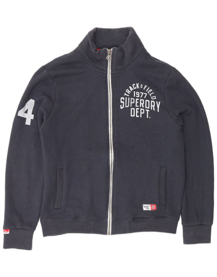 SUPERDRY Veste de survêtement graphique d'athlétisme pour hommes, grande taille, bleu marine