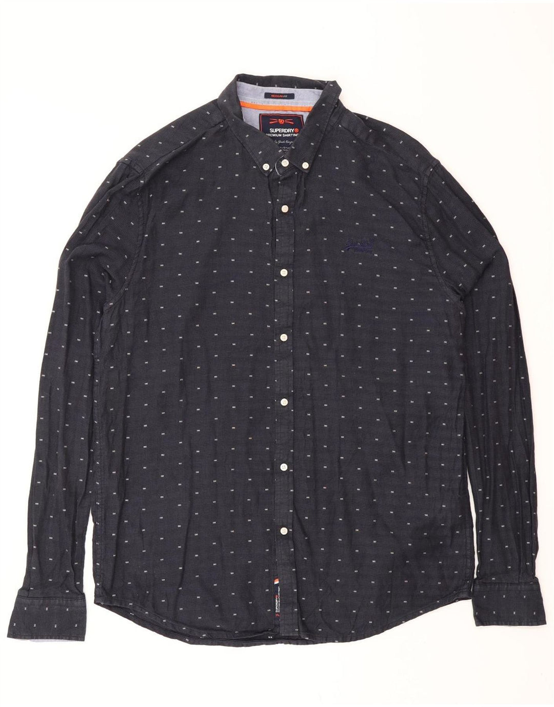 SUPERDRY Chemise Regular Fit XL Bleu Marine à Pois Coton