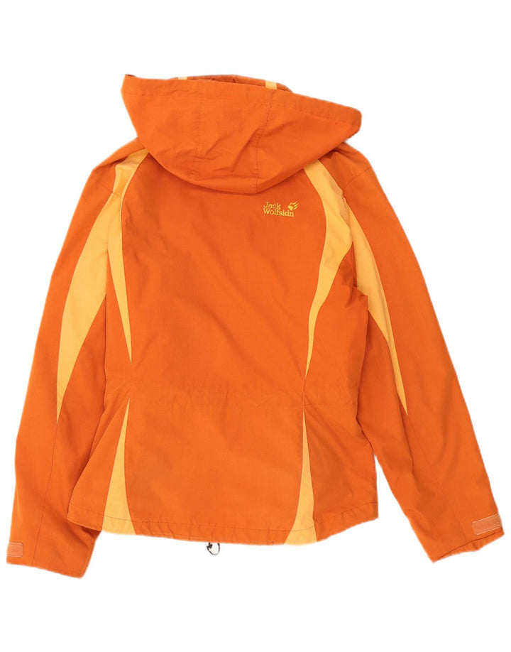 Jack Wolfskin Veste de pluie à capuche pour femme UK 14 Medium Orange Colourblock