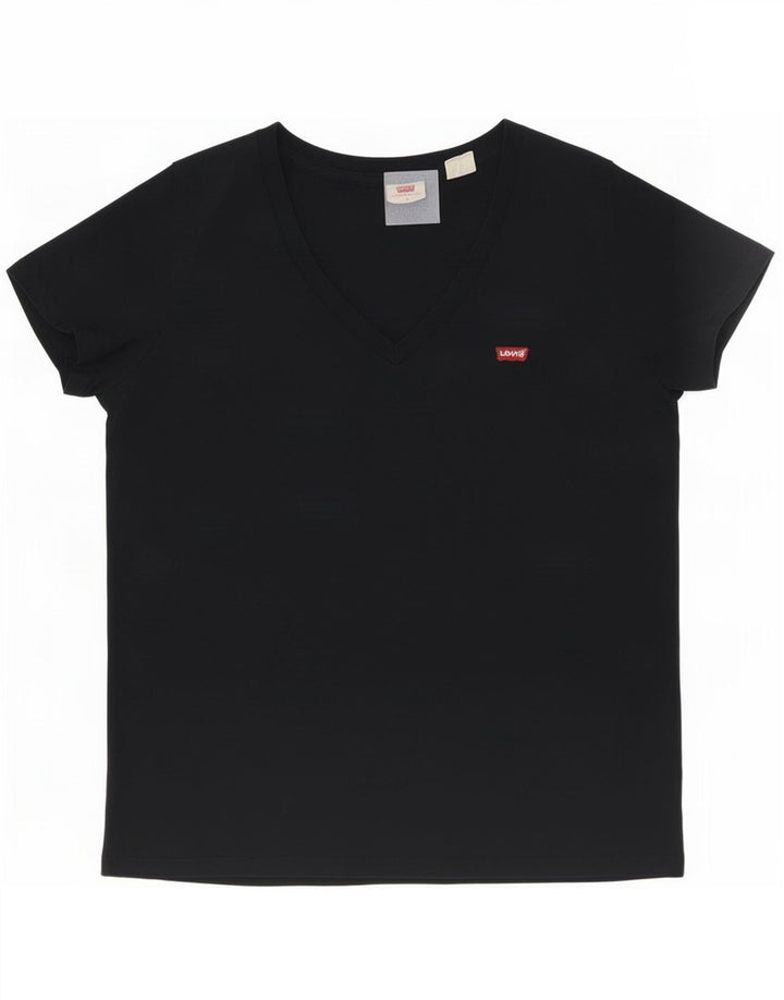 Levi's T-Shirt Femme UK 14 Noir Moyen Coton