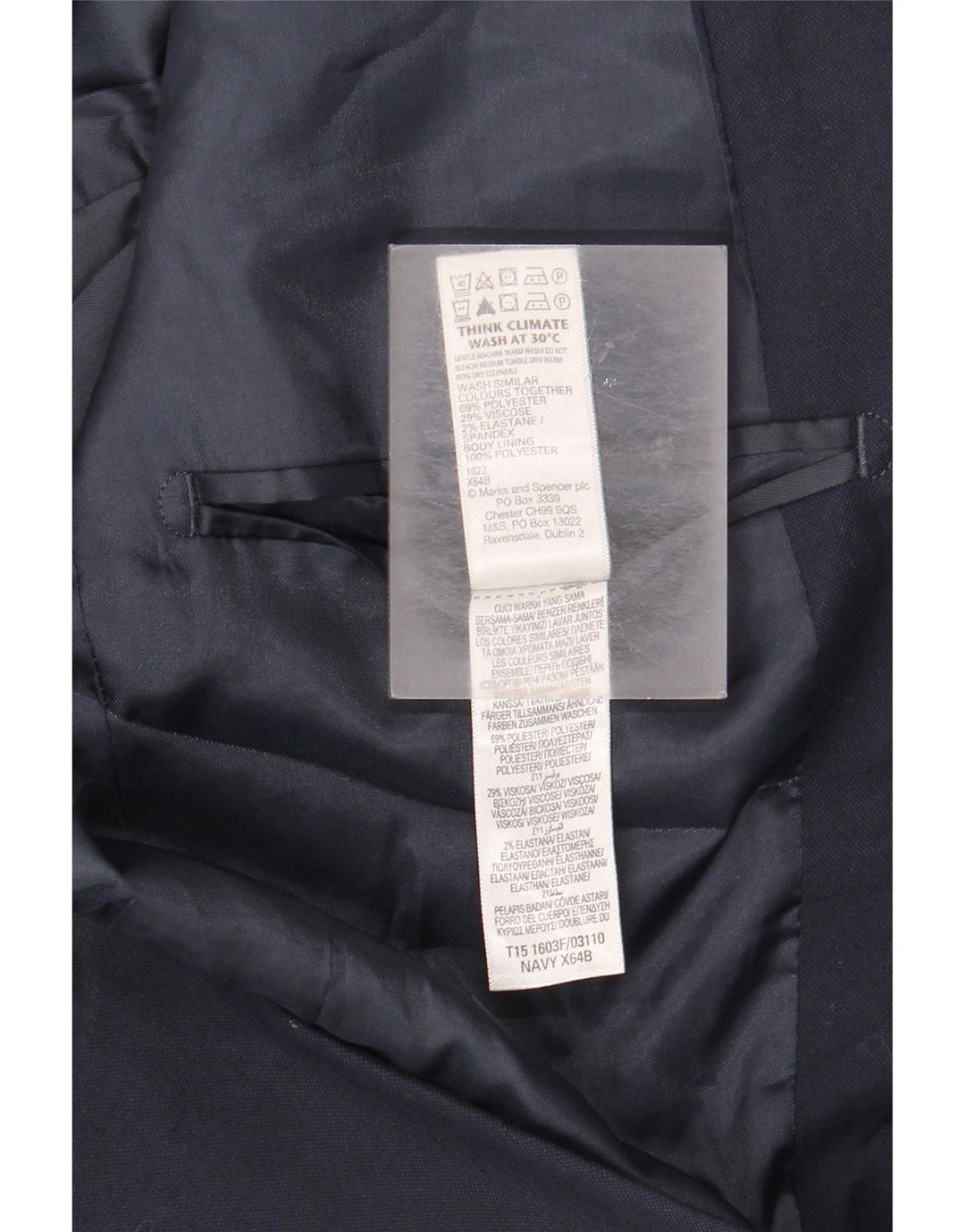 Marks & Spencer Veste blazer coupe régulière pour homme UK 36 Small Bleu marine