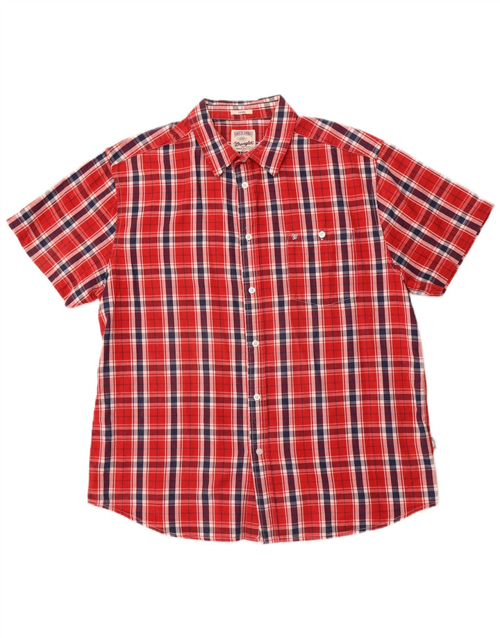 WRANGLER Chemise décontractée à manches courtes pour homme XL en coton à carreaux rouges