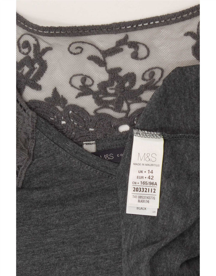 Marks & Spencer Chemisier pour femme UK 44 Large Gris Floral Polyester