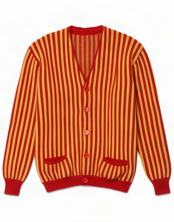 Vintage Cardigan pour homme rayé jaune moyen