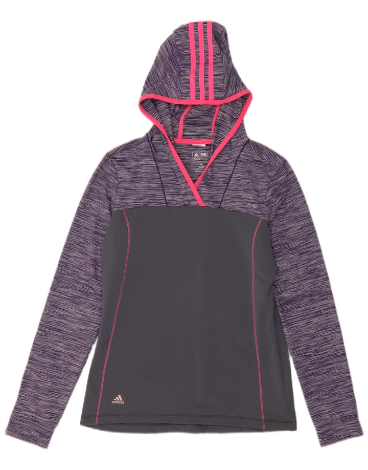 Adidas Climawarm Top à manches longues pour femme UK 12 Gris moyen Colourblock