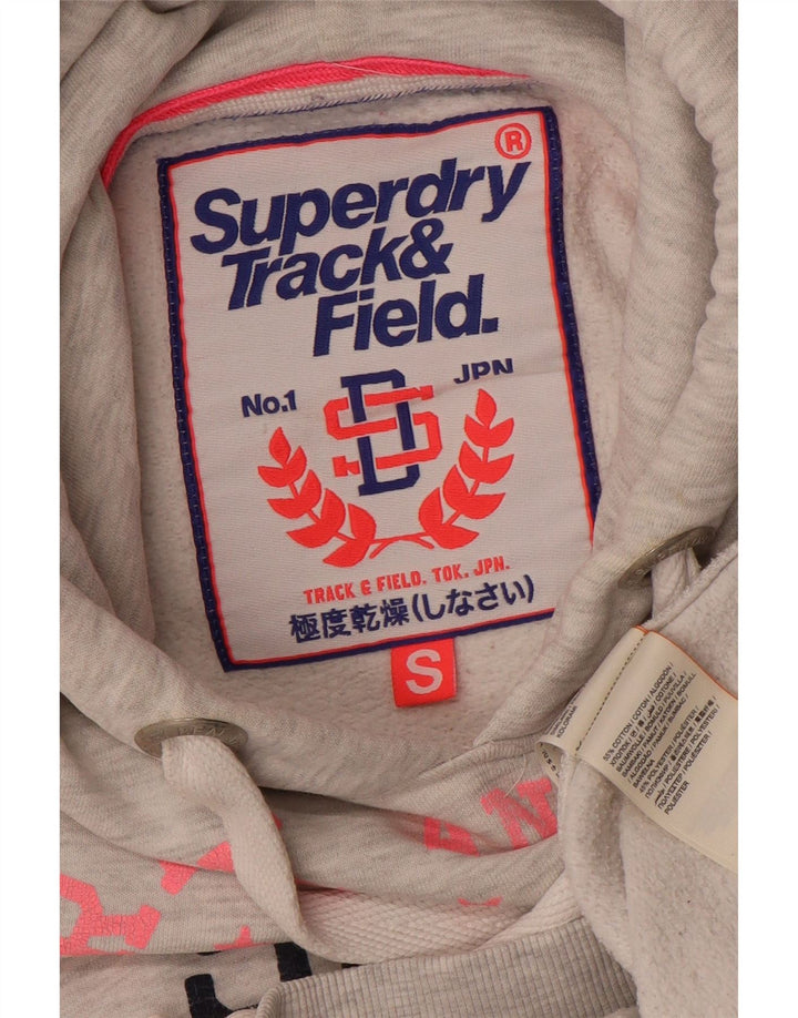 SUPERDRY Pull à capuche graphique pour femme UK 10 Small Gris Coton