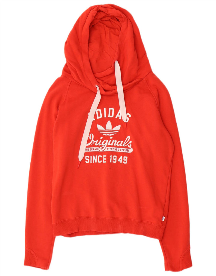Adidas Pull à capuche graphique pour femme UK 12 Rouge moyen