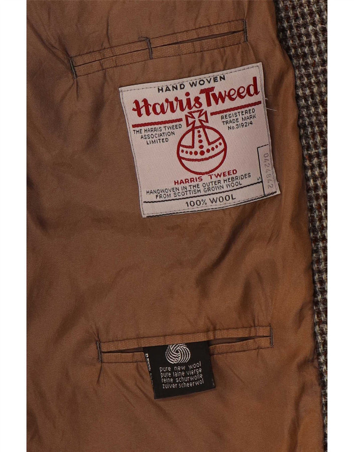 Harris Tweed Veste blazer à 2 boutons pour homme UK 38 pied-de-poule marron moyen