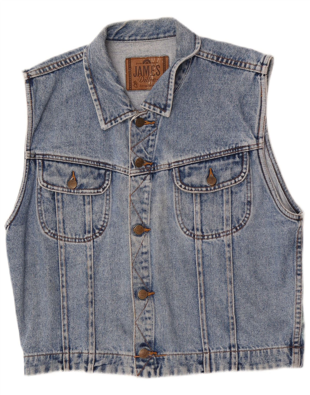 James Dillon Gilet en jean pour homme UK 36 Petit Bleu Coton