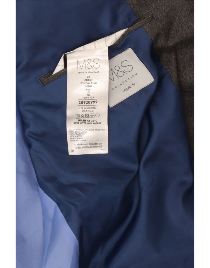 MARKS & SPENCER Veste blazer coupe régulière à 2 boutons pour homme UK 46 XL Gris