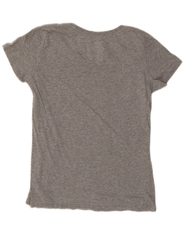 Nike Womens Slim Fit Graphic T-Shirt Top UK 14 Large Gris Moucheté