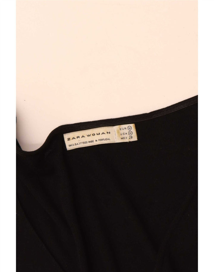 Zara Chemisier Femme Top UK 12 Medium Noir Colourblock Lyocell