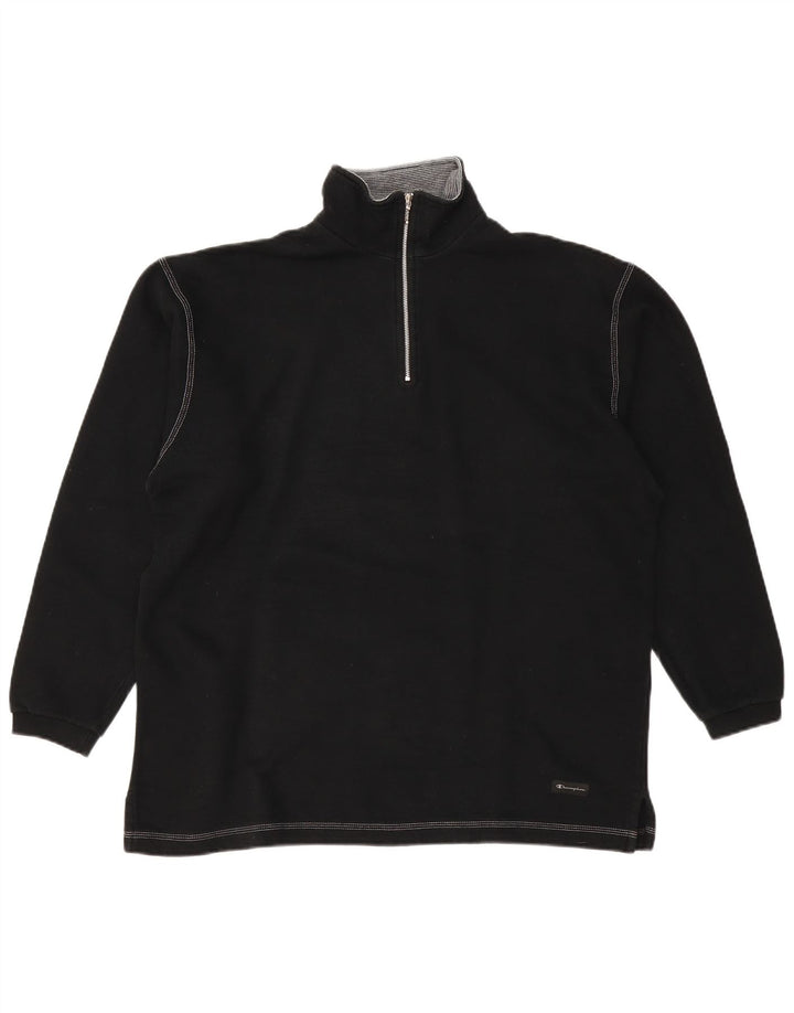 CHAMPION Sweat-shirt à col zippé pour hommes, grand coton noir