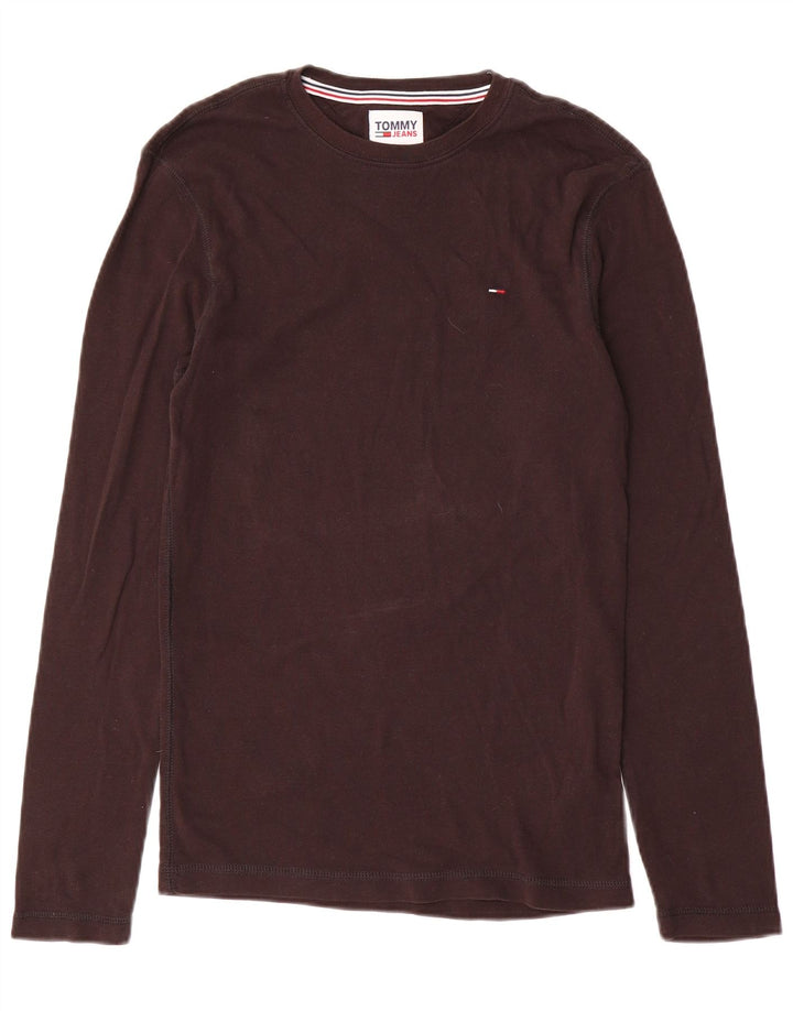 Tommy Hilfiger Haut à manches longues pour femme UK 12 Marron moyen Coton