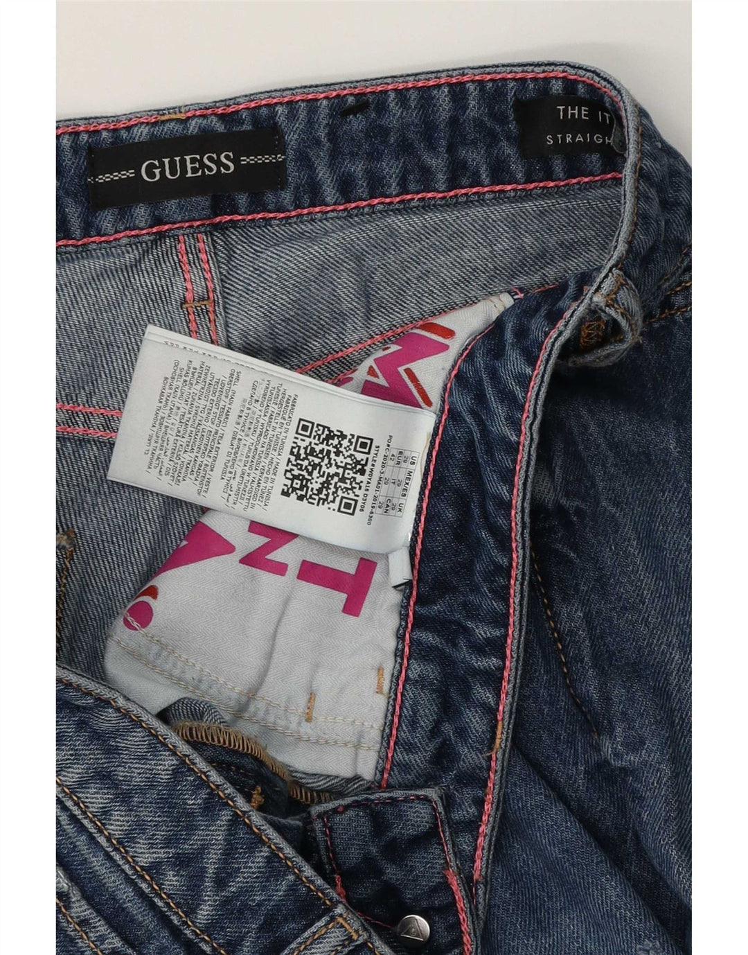 Guess Jean droit vieilli pour femme 29 L30 en coton bleu