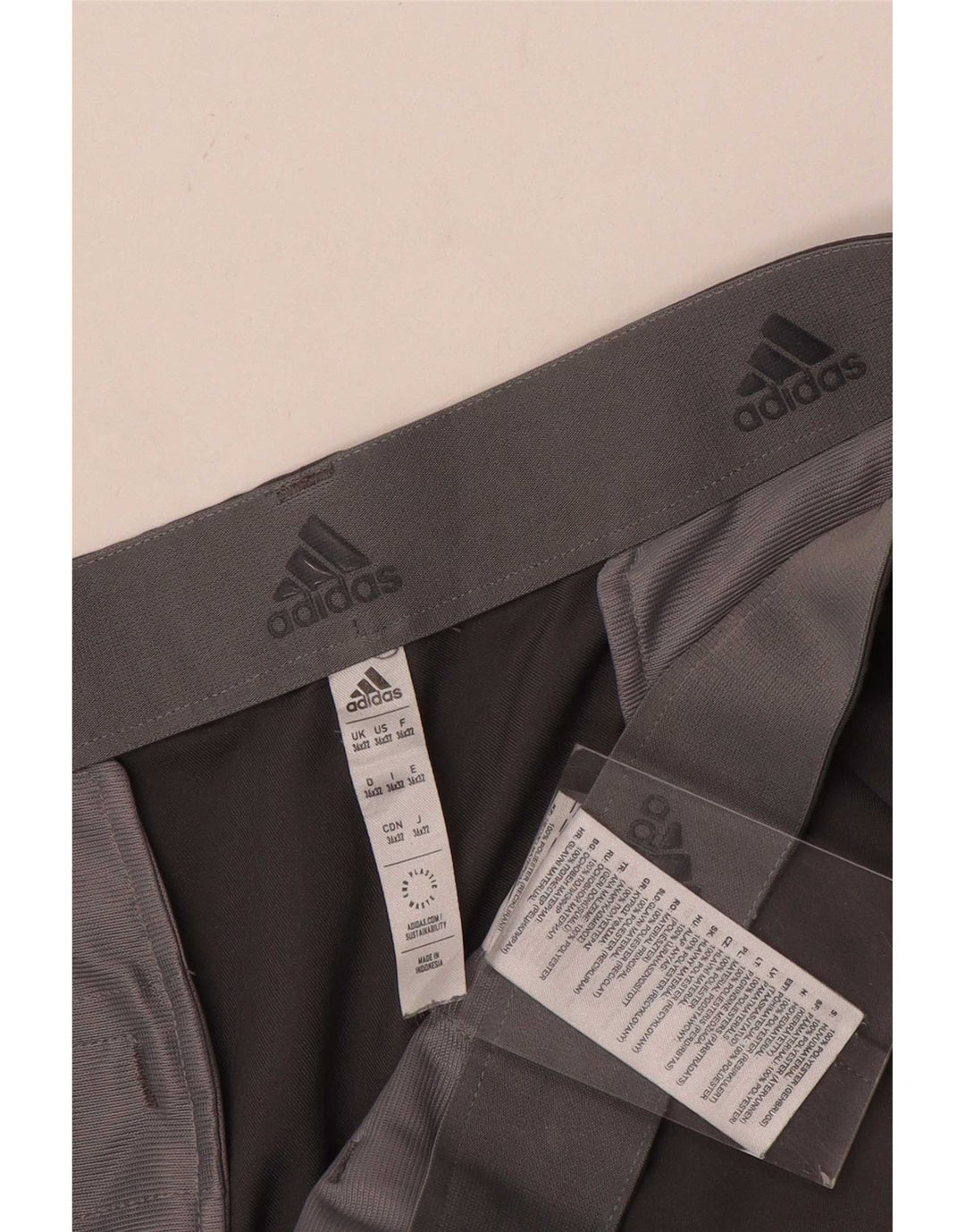 Adidas Pantalon Chino Droit Homme W36 L32 Gris Polyester