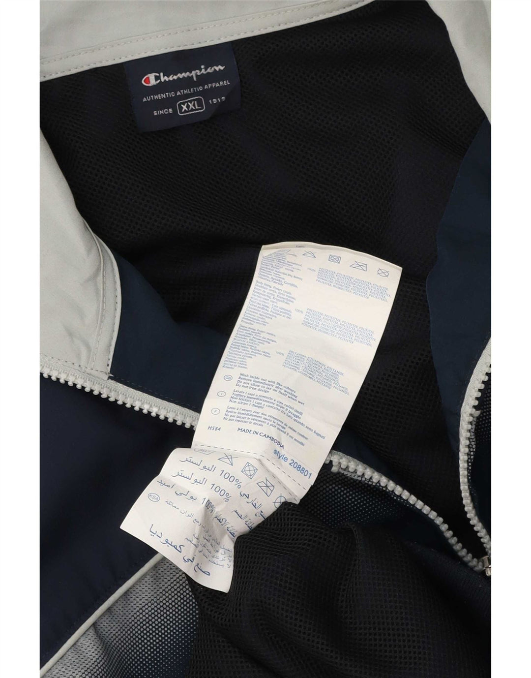 Champion Veste de survêtement pour homme 2XL Bleu marine Colorblock Polyester