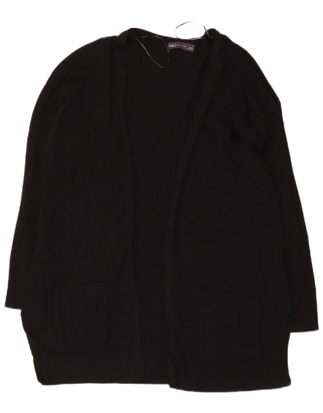 Marks & Spencer Pull Cardigan Ouvert pour Femme UK 14 Viscose Noir Moyen