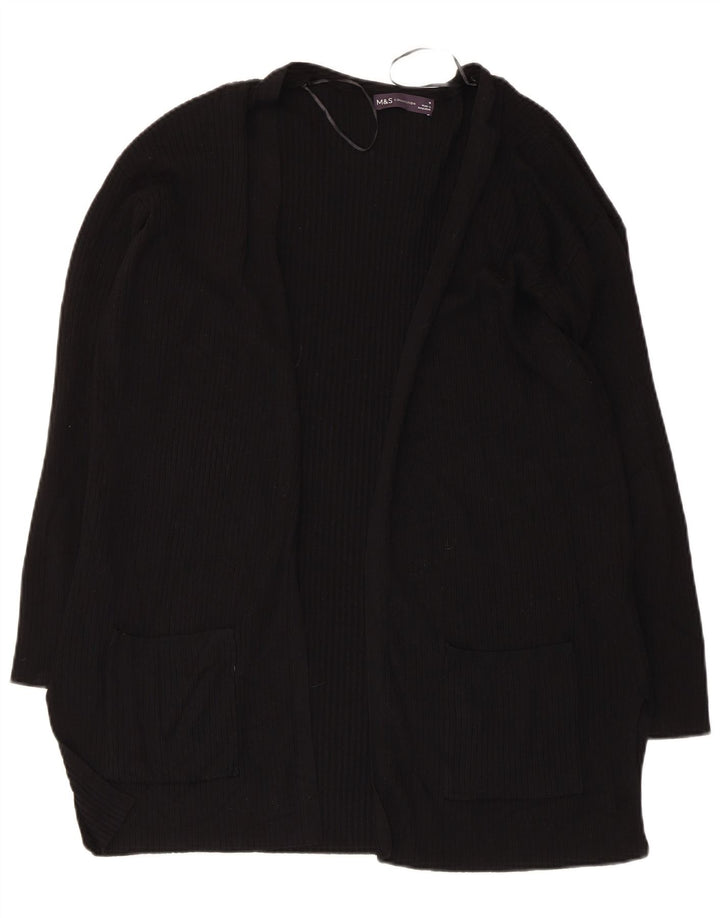 Marks & Spencer Pull Cardigan Ouvert pour Femme UK 14 Viscose Noir Moyen
