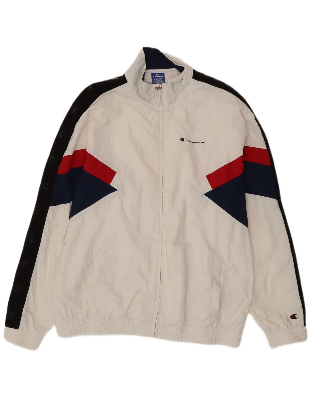 CHAMPION Veste de Survêtement Graphique Homme XL Blanc Colorblock Polyamide