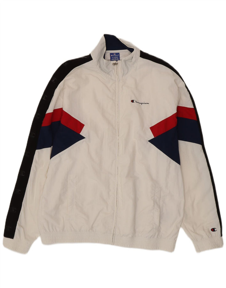 CHAMPION Veste de Survêtement Graphique Homme XL Blanc Colorblock Polyamide